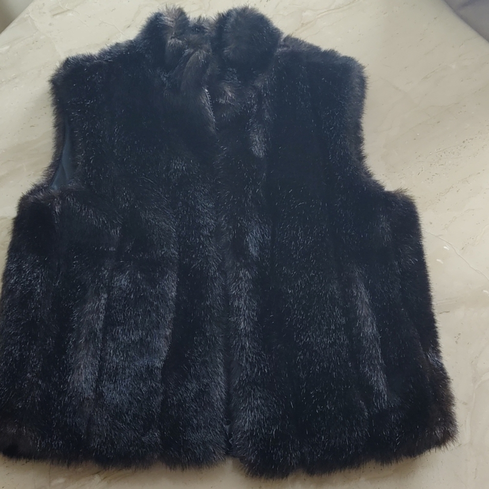 Brown faux fur vest